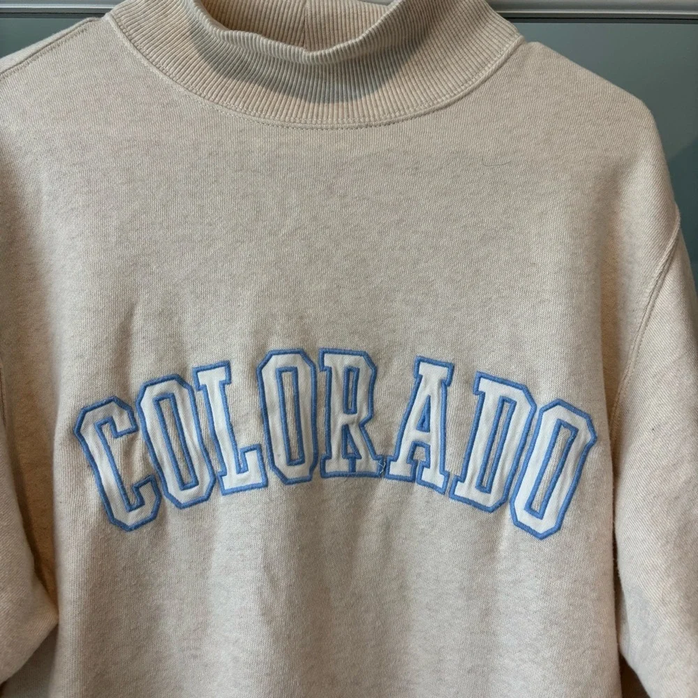 aerie The Sweat Everyday Cozy Mock Neck Sweatshirt Colorado Cream Neutral XS - Picture 6 of 11